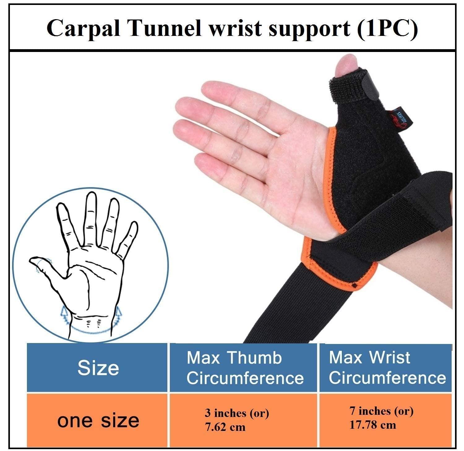 LEXOTHO LEXOTHO thumb wrist support for pain relief carpal tunnel splint for men women fracture belt right and left hand adjustable wrist band for gym (1-pc)