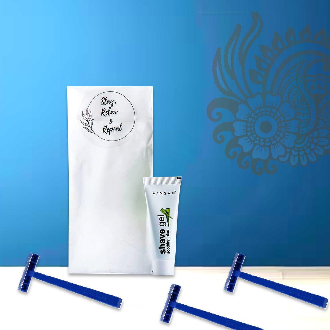 Clayherbs Clayherbs Shave Kit in Bulk, Smooth Shave Disposable Razor and Cream(8g), Individually Wrapped Toiletries Amenities for Hotel Travel Shaving Set Travel Size Toiletries Camping and Travel (25 Sets)
