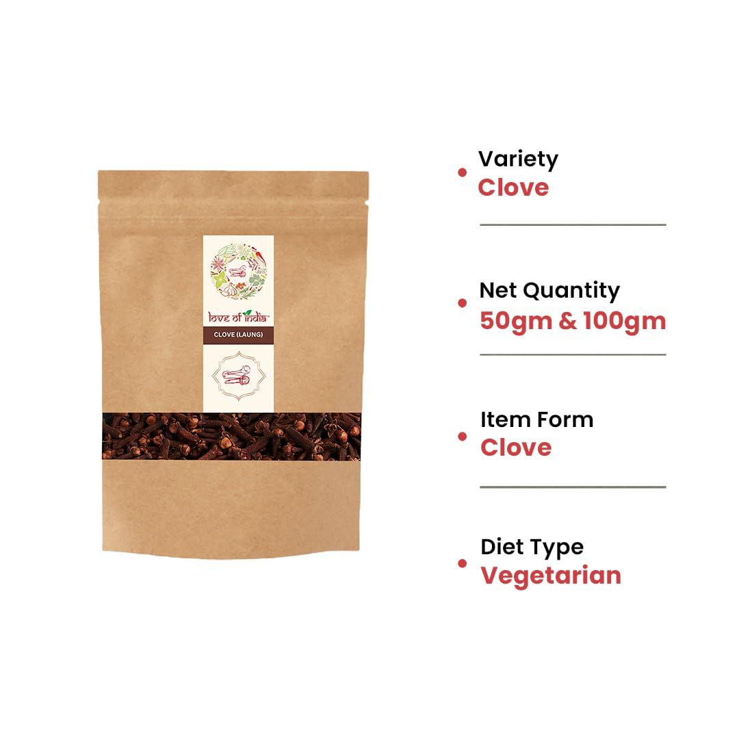 LOVE OF INDIA Love of India 50gm Clove (Laung) Golden Brown | Kerala (Idduki) | Premium Export Quality