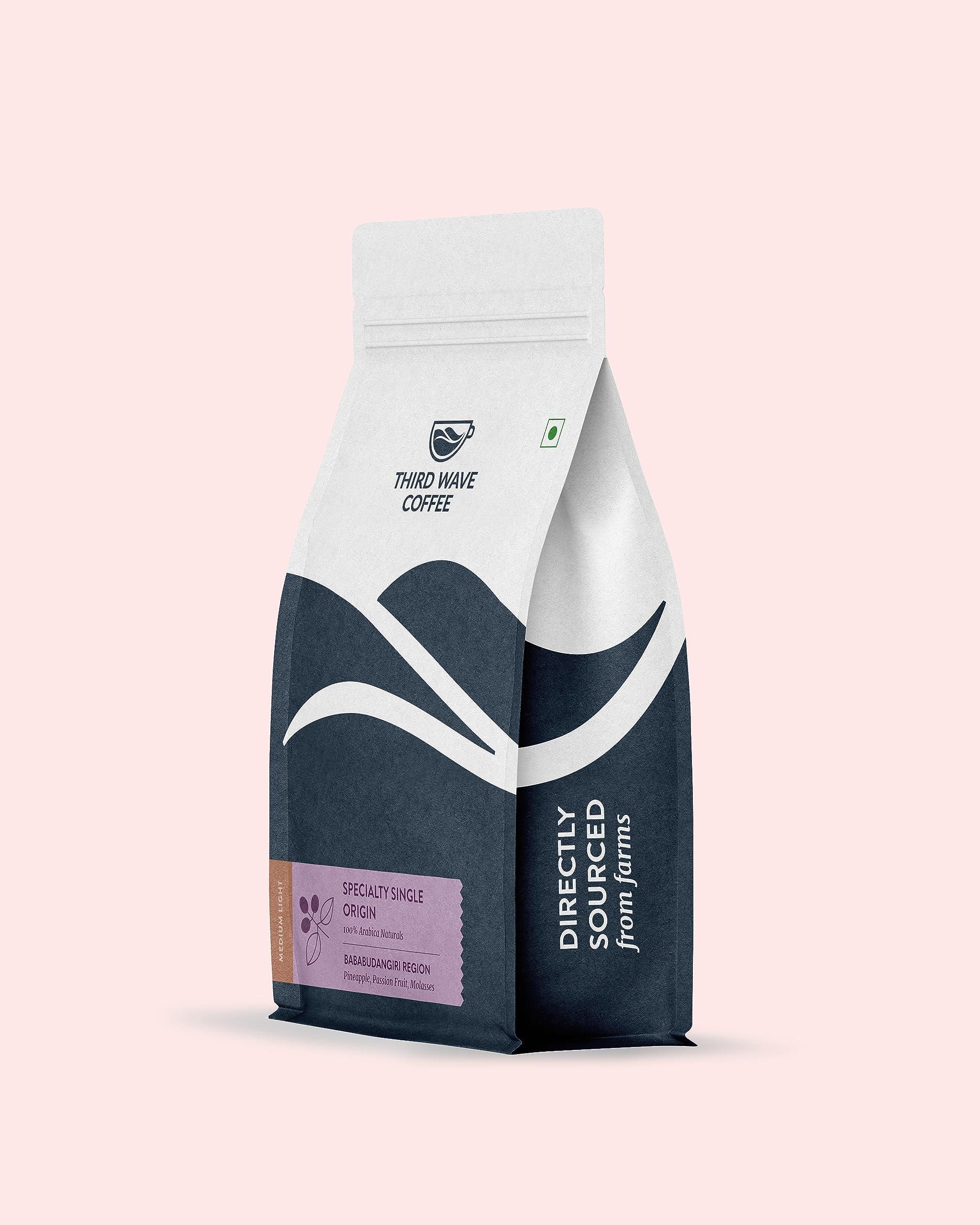 THIRD WAVE COFFEE ROASTERS Third Wave Coffee | Specialty Single Origin Bababudangiri Region| 100% Arabica Naturals |Medium Light Roast | 250gm|Medium Grind
