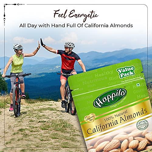 Happilo Happilo 100% Natural Premium California Dried Almonds 500g Pack Pouch | Premium Badam Giri | High in Fiber & Boost Immunity | Real Nuts | Gluten Free (Pack of 2)