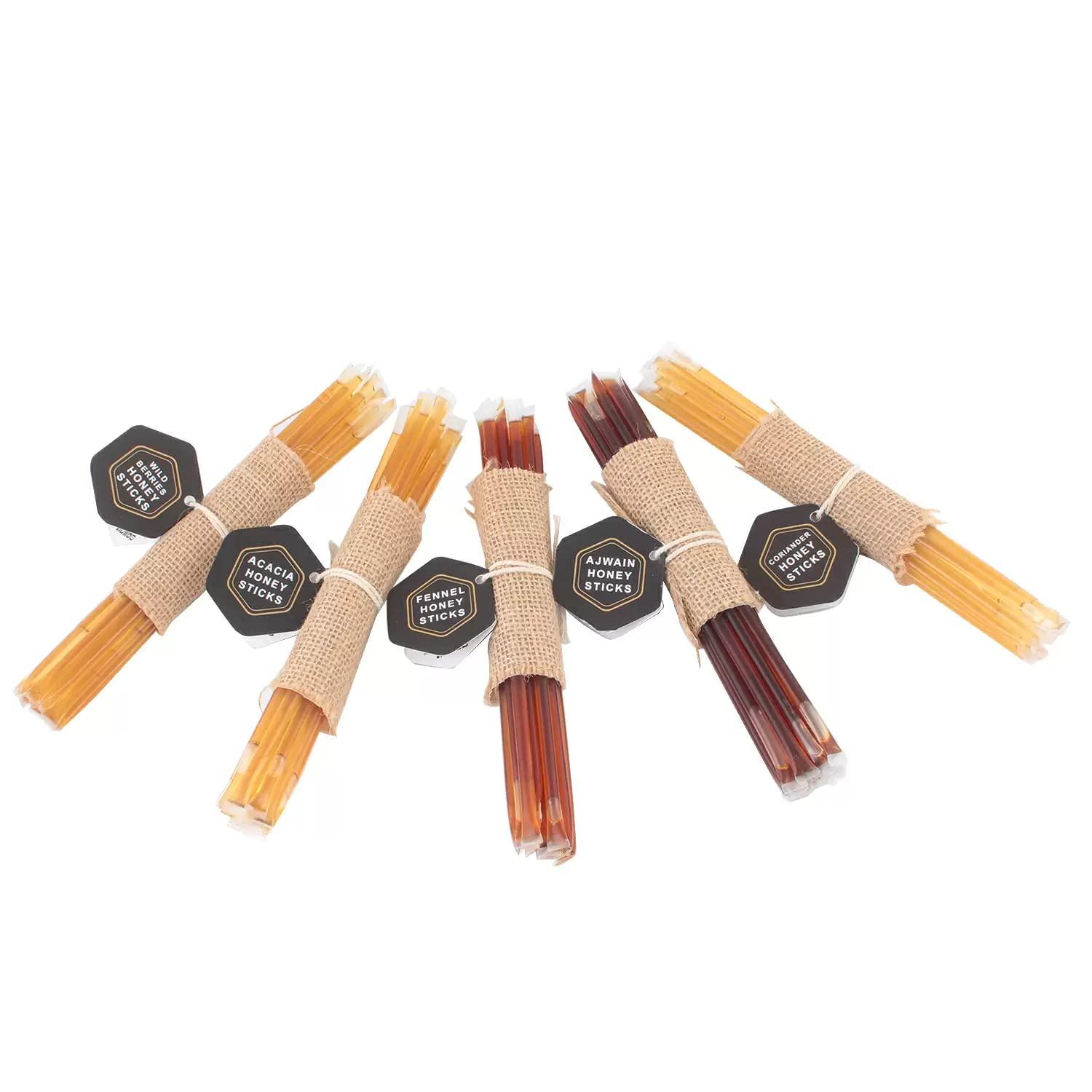 HRHONEYROOTS Honey Roots Organic Raw Honey Sticks - Pure, Natural, and Additive-Free - 5-Pack Combo Gift Box