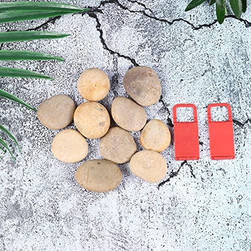 HEALLILY 1 Set/ 10 Pcs Children DIY Drawing Stone Graffiti Rocks Stones Creative Natural Pebbles with 1 Pc Bracket for Home School Practice (3-4CM, Random Style)
