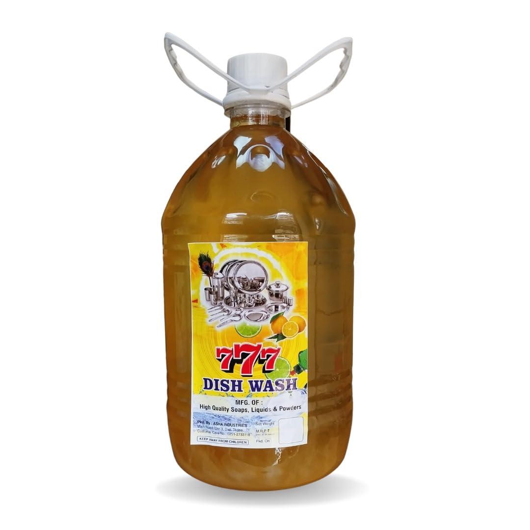 Asha Asha 777 Dish Wash Liquid Gel | Utensils Cleaner 5 L Lemon & active salt, Refreshing, Antibacterial, Leaves no residue,Fast Cleaner for all types of Utensils, Dishwasher Liquid, Refill Can