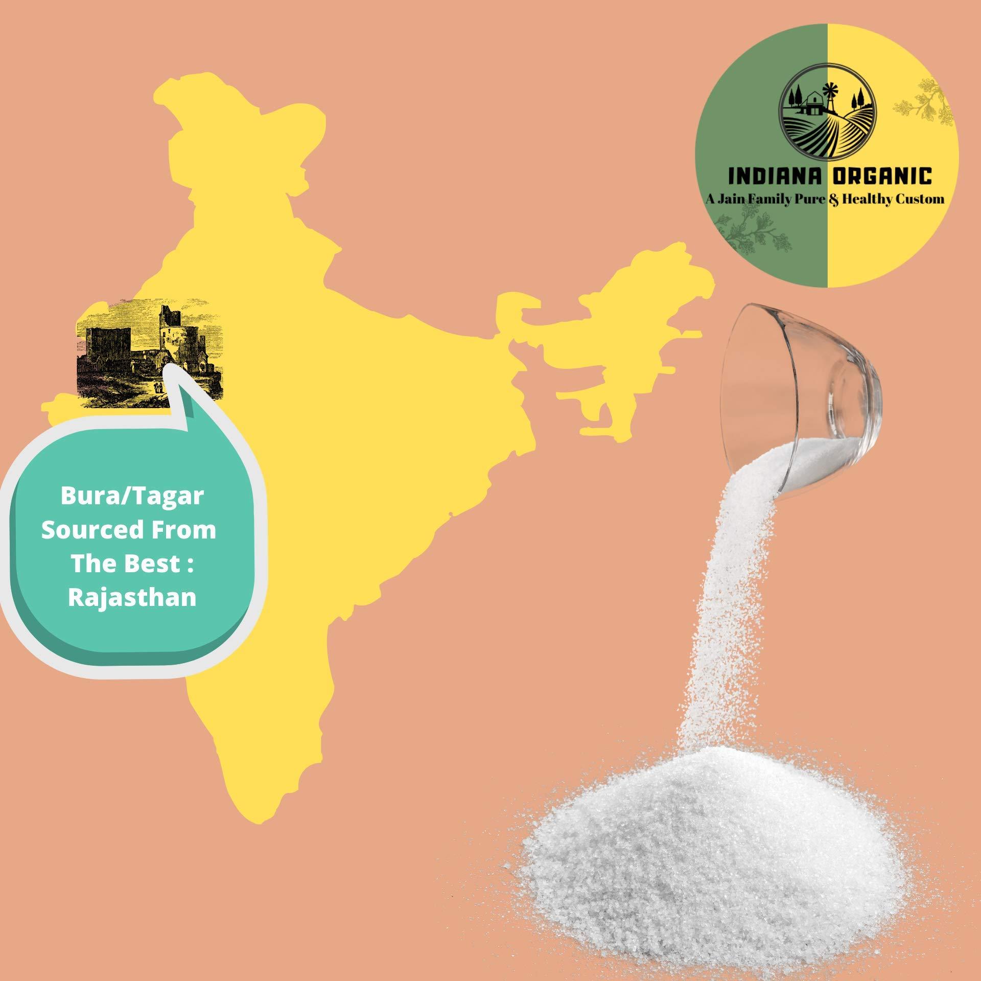 INDIANA ORGANIC Indiana Organic Bura Sugar, Tagar Powder, Jaipur style Authentic bUra - 400 Grams