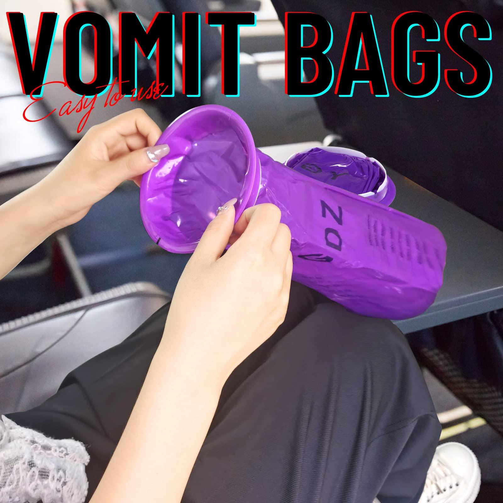 YGDZ Barf Bags, YGDZ 15 Pack Vomit Bags Disposable Throw Up Emesis Bags Puke Nausea Bags for Travel Motion Sickness, Car & Aircraft, Purple