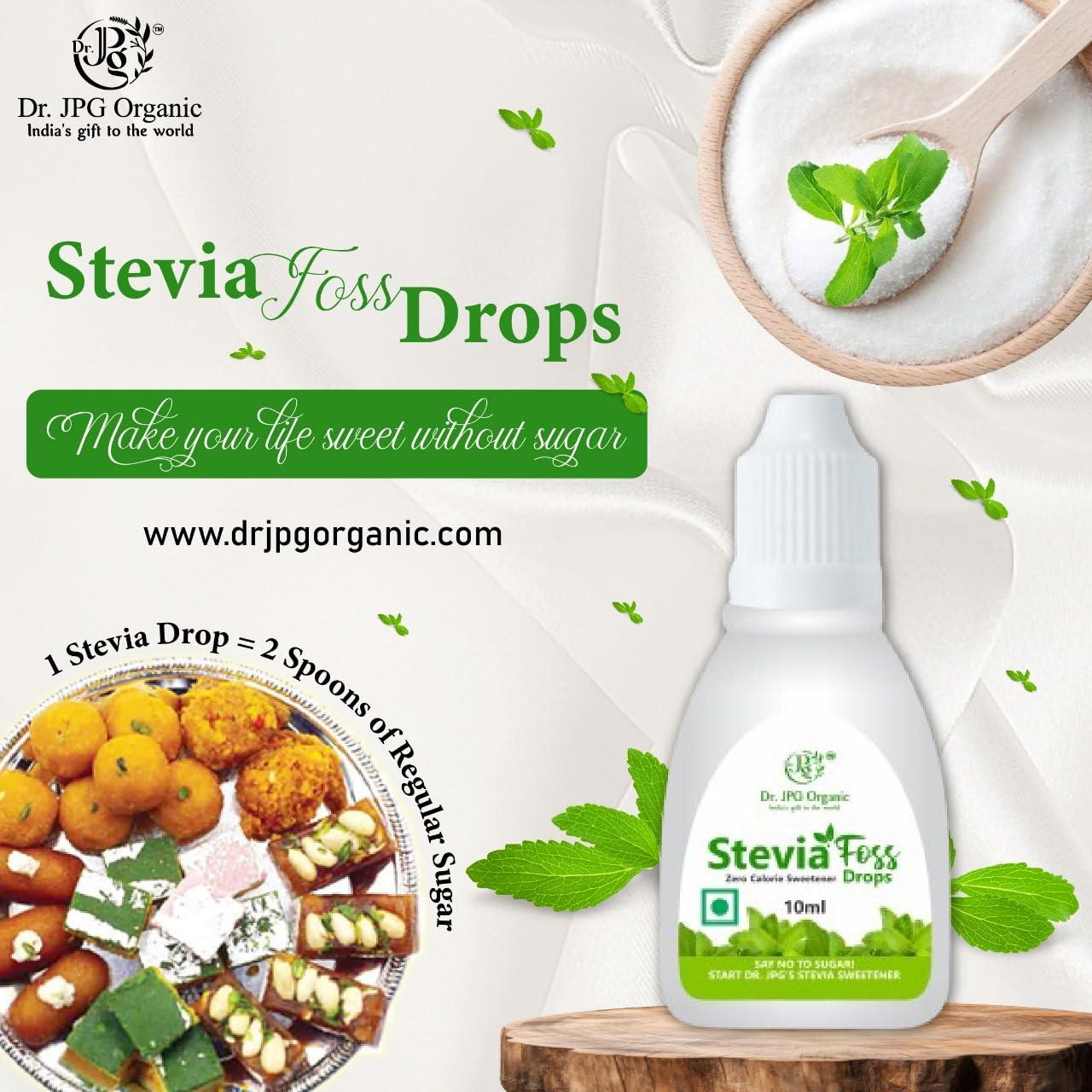 DR. JPG ORGANIC FOODS & HERBALS Dr. JPG Organic Stevia Drops Liquid 10ml / Extract Stevia Drops/Pure Natural Plant Based Sweetner/Natural Sweetner. (Pack of 3)