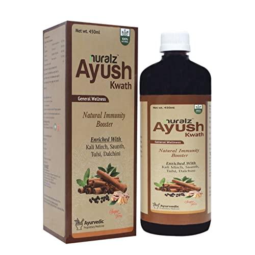 Nuralz Nuralz Ayurvedic Ayush Kwath (Sugar Free) - Immunity Booster For Men, Women & Kids with goodness of Tulsi, Dalchini, Saunth and Kalimirch (Recognized by AYUSH) (450 ml)