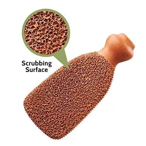 Down to Earth Terracotta Natural Pumice Stone Foot Scrubber Handmade Organic Clay eco Friendly Dead Skin Remover Women Men Unisex (Large)