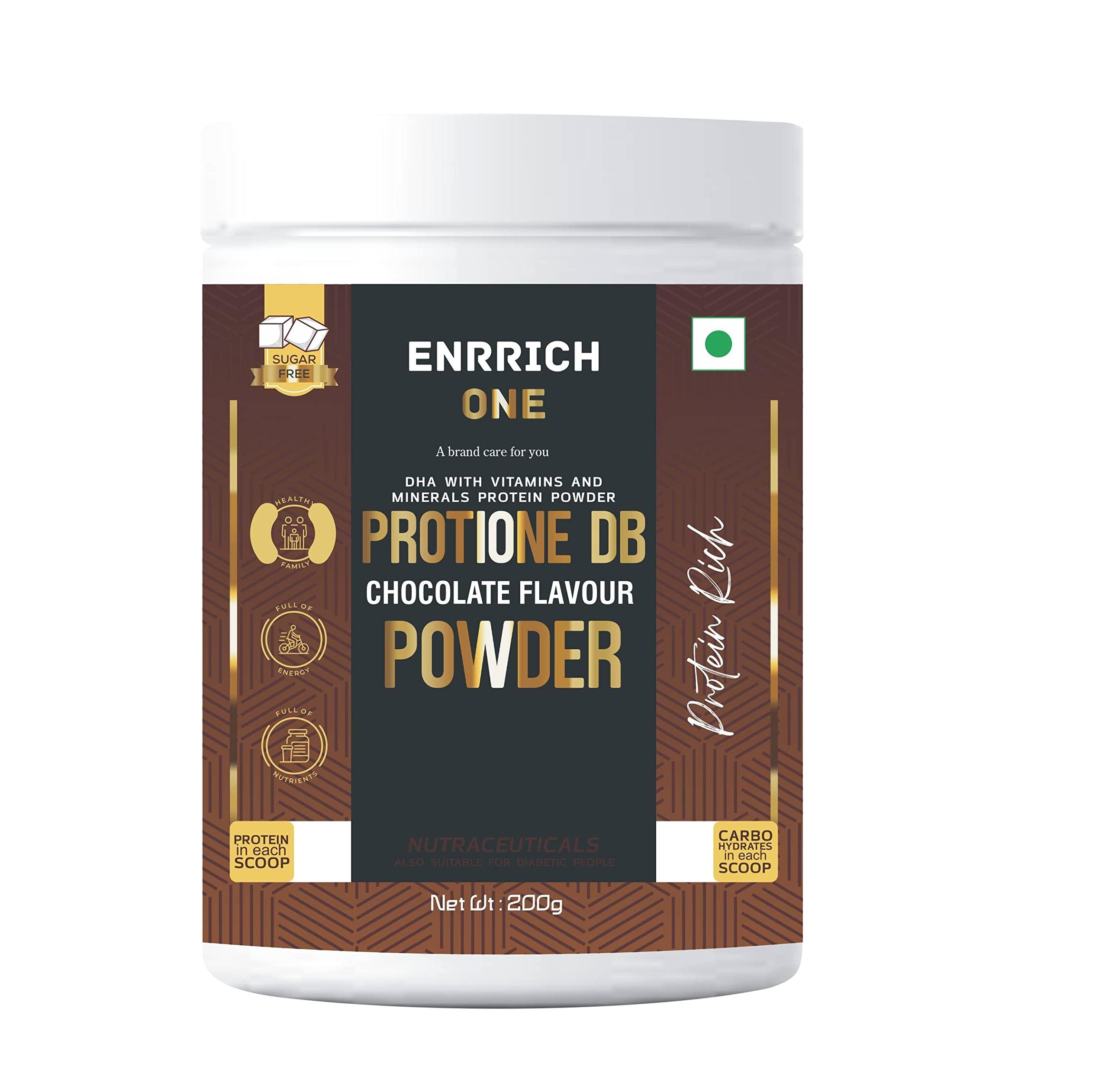 ENRICH ENRICH ONE Protione DB powder for Balanced Nutrition, Protein with Vitamins Minerals Health Supplement with Chocolate Flavour (200 gm)