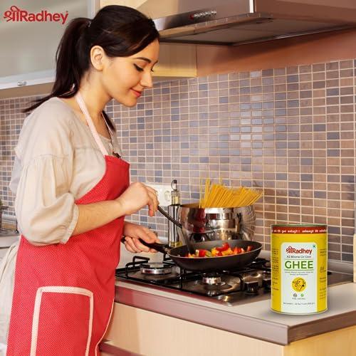 SHREERADHEY SHREERADHEY Gir Cow Ghee I A2 Bilona Traditional Bilona Method I 1 L Glass Bottle, 1.53 Kg