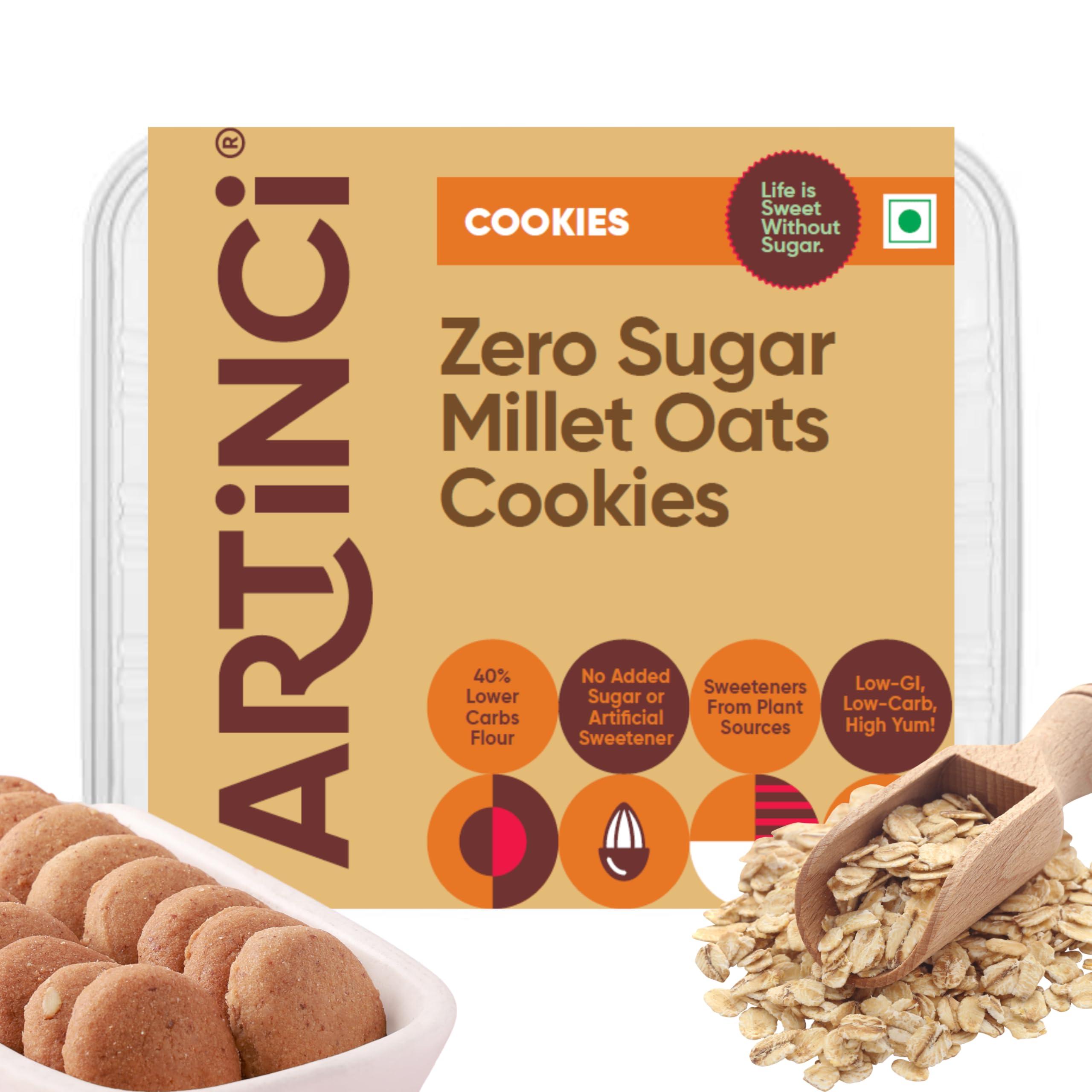Artinci Artinci Oats Cookies Multigrain - Healthy Biscuits Snack With Oats & Millet|Sugar Free & Diabetic Friendly|High Fiber And Protein Rich|No Maida Or Palm Oil|As Seen On Shark Tank India-185G (Pack Of 1)