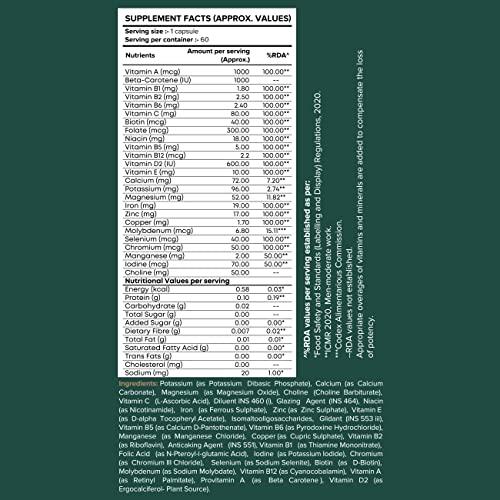 HerbalCart HerbalCart Multivitamin with 25 Essential Nutrients, Antioxidants, Minerals, and Vitamins A, B, C, D (500mg/Serving)