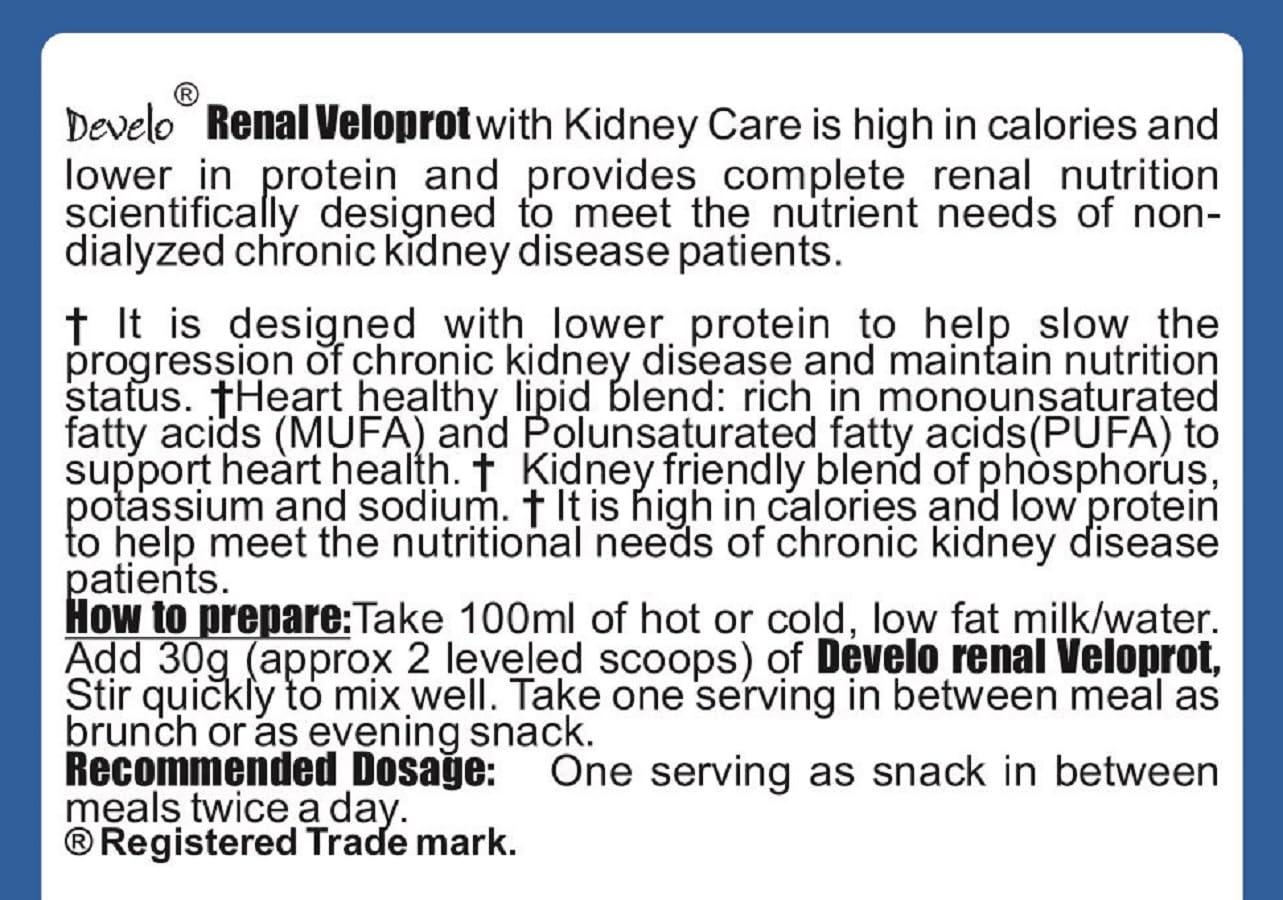 DEVELO Develo Kidney Health (Pre dialysis) Protein Powder for Better Renal Health & Function - 500 g Kesar Badam