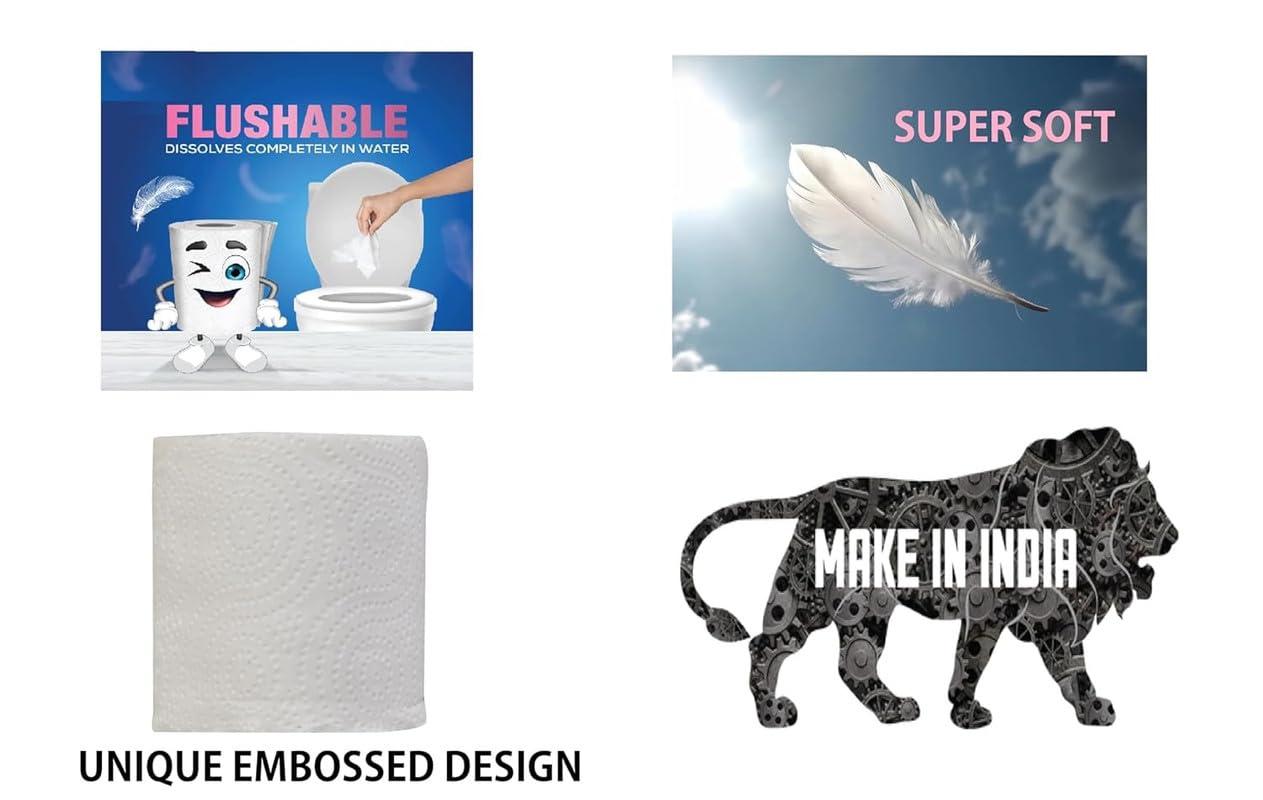 Rose Gold Toilet Paper Tissue Roll || Tissues Paper Rolls (Pack of 6-2 Ply Toilet Tissue Paper)