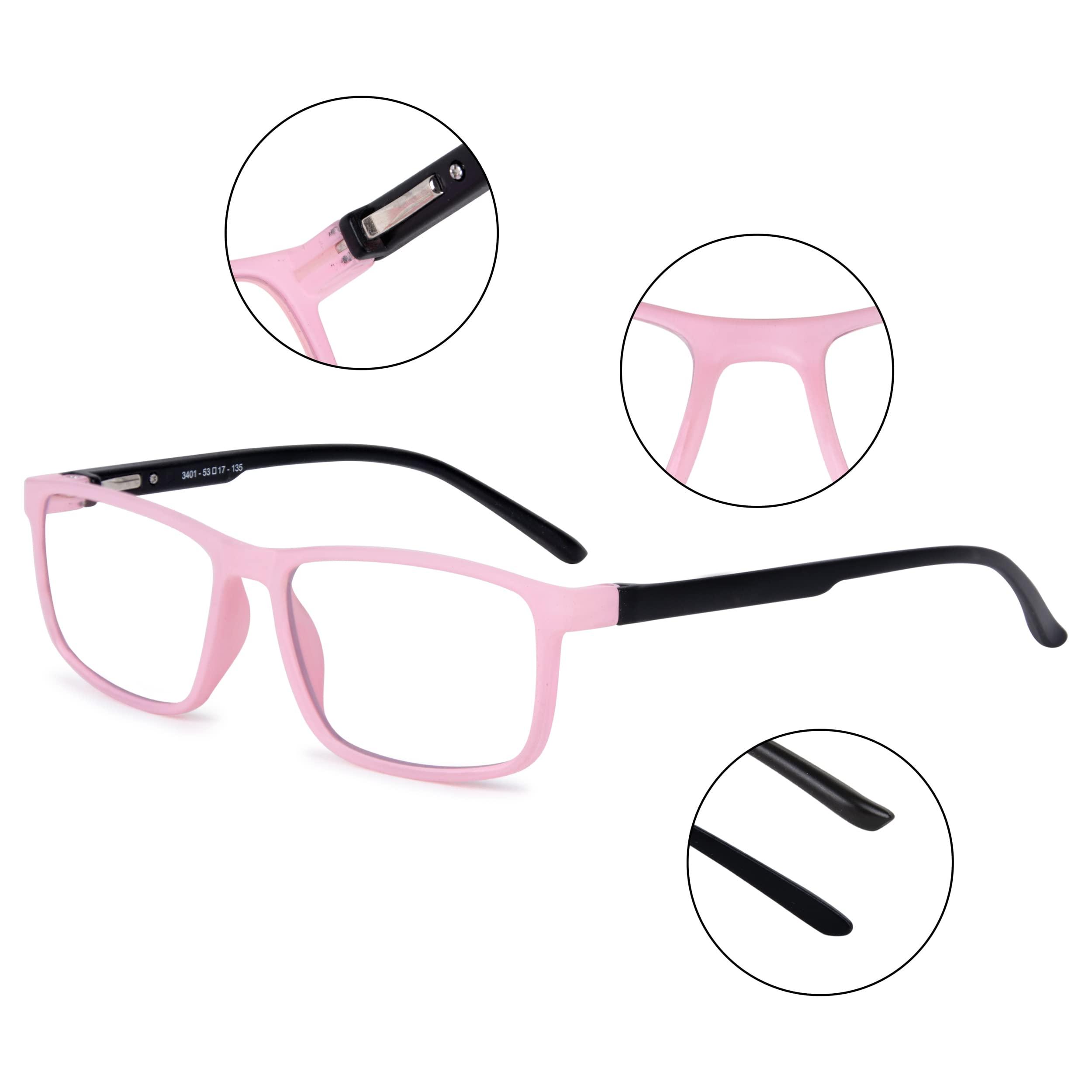 Aferlite Aferlite Gold Series Zero Power Unisex Rectangular Computer Glasses Blue Ray Cut Technology For Eye Protection Clear Vision (53 mm Medium) (Multicolor D)