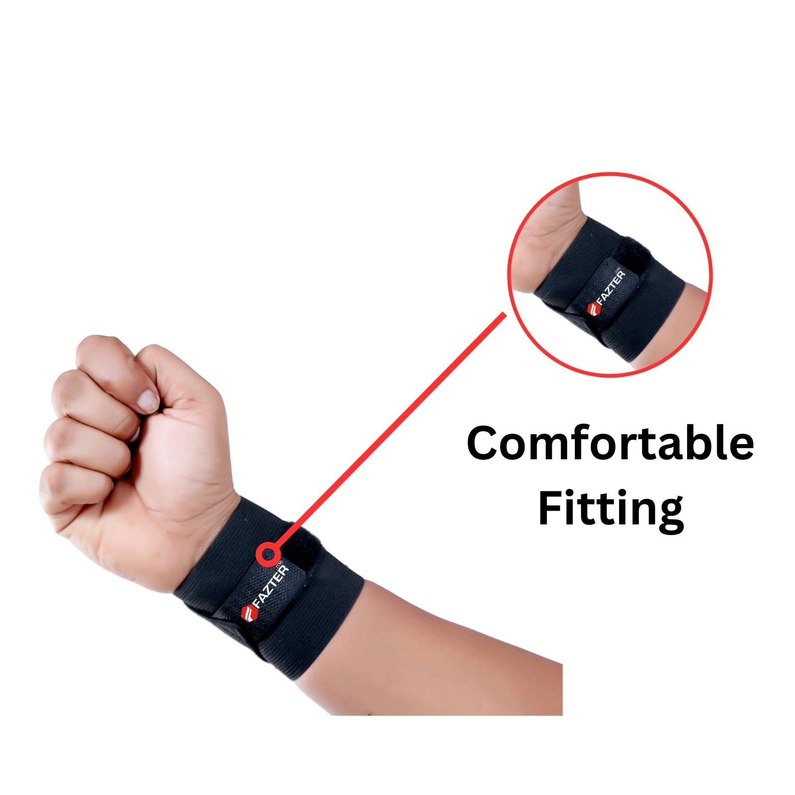 FAZTER FAZTER Adjustable Elasticized-Fabric Wrist Support | Well Designed Wrist Brace or Wrist Band For All Type of Fitness & Sporting Activities for Men and Women, Pain Relief