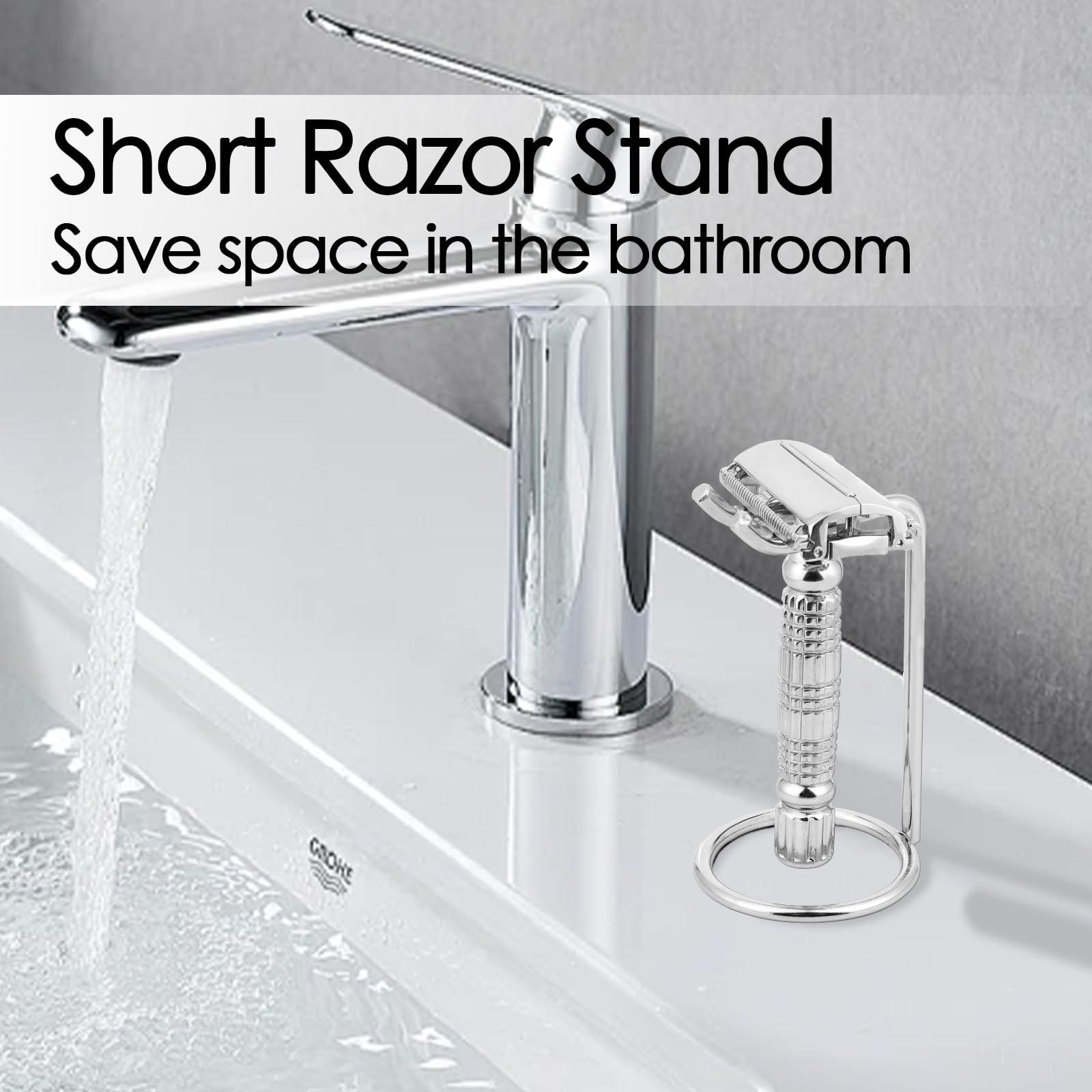 Linkidea Linkidea Simple Metal Double Edge Safety Razor Stand, Men's Shaving Holder Base Hanger for Bathroom, Shower Room/Razor travelling hanger When business trip (Silver)