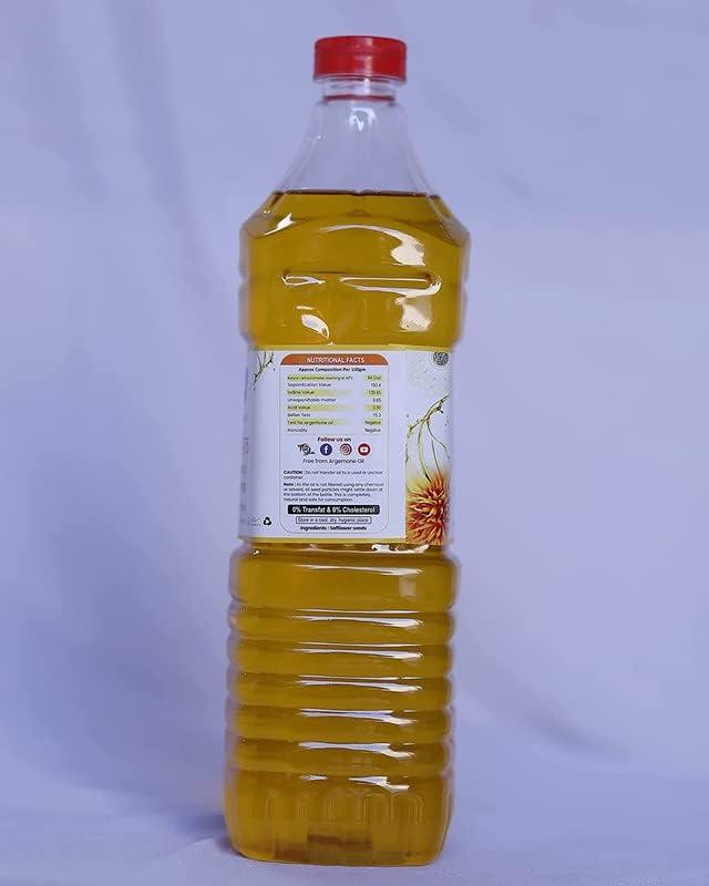 Sips N Bites Sips N Bites Cold Pressed Safflower Oil | 1 litre For Cooking | Lakdi Ghana | Kardi ka Tel | Lakdi Ghani Ka Oil | Kardai Tel Extracted On Wooden Churner 1000ml Bottle (Pack of 1)