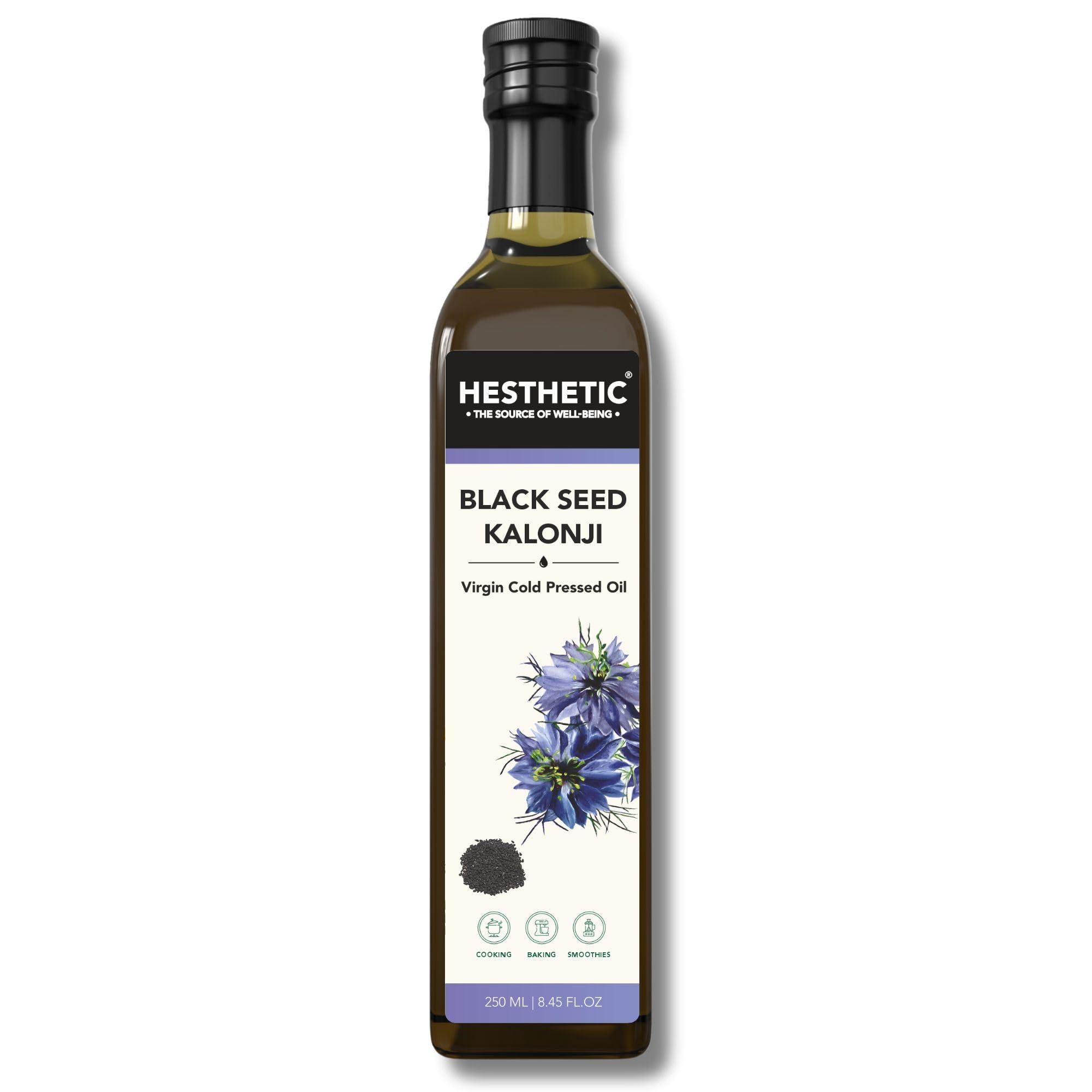 HESTHETIC HESTHETIC Black Seed (Kalonji) Oil - 100% Cold Pressed | Pure & Natural | High Thymoquinone | For Salad & Edible Purpose (250 ml)