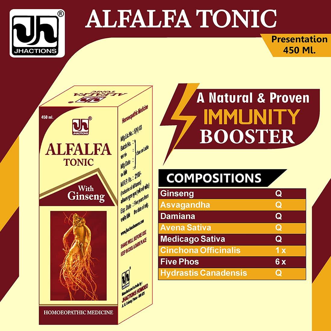 JH MONO JH MONO Alfalfa Tonic with Ginseng 450 ml - 1st Flush Herbs Preparation - Homeopathic, Nourishing, Rejuvenating
