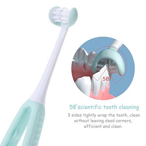 KTMGlobal KTM 3 Sided Autism Toothbrush Kids Toothbrush Soft Bristle Toothbrush Toddler Toothbrushes Sky- blue