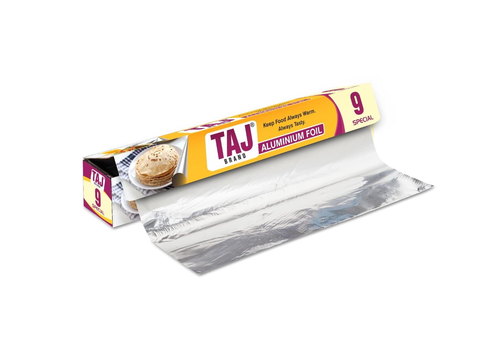 TAJ Brand Taj Brand Aluminium Foil - Special 9 (11 Microns) Food Packing, Wrap - Pack of 4