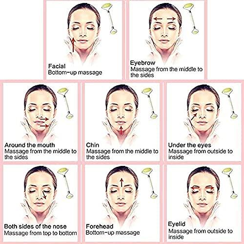 Jamon Jamon Jade Roller & Gua Sha Manual Massage Set, Anti-Aging Natural Jade Face Roller Set - Face Eye Neck Beauty Roller for Slimming & Firming - Rejuvenate Skin & Remove Wrinkles (Green)