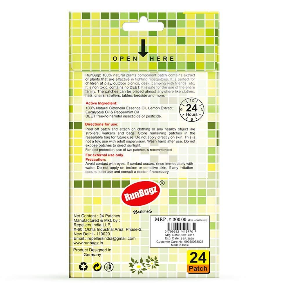 RUNBUGZ RunBugz Mosquito Repellent Patches For Kids - 48 Mosquito Patches - Pack of 3 - Deet-Free - Waterproof - Natural