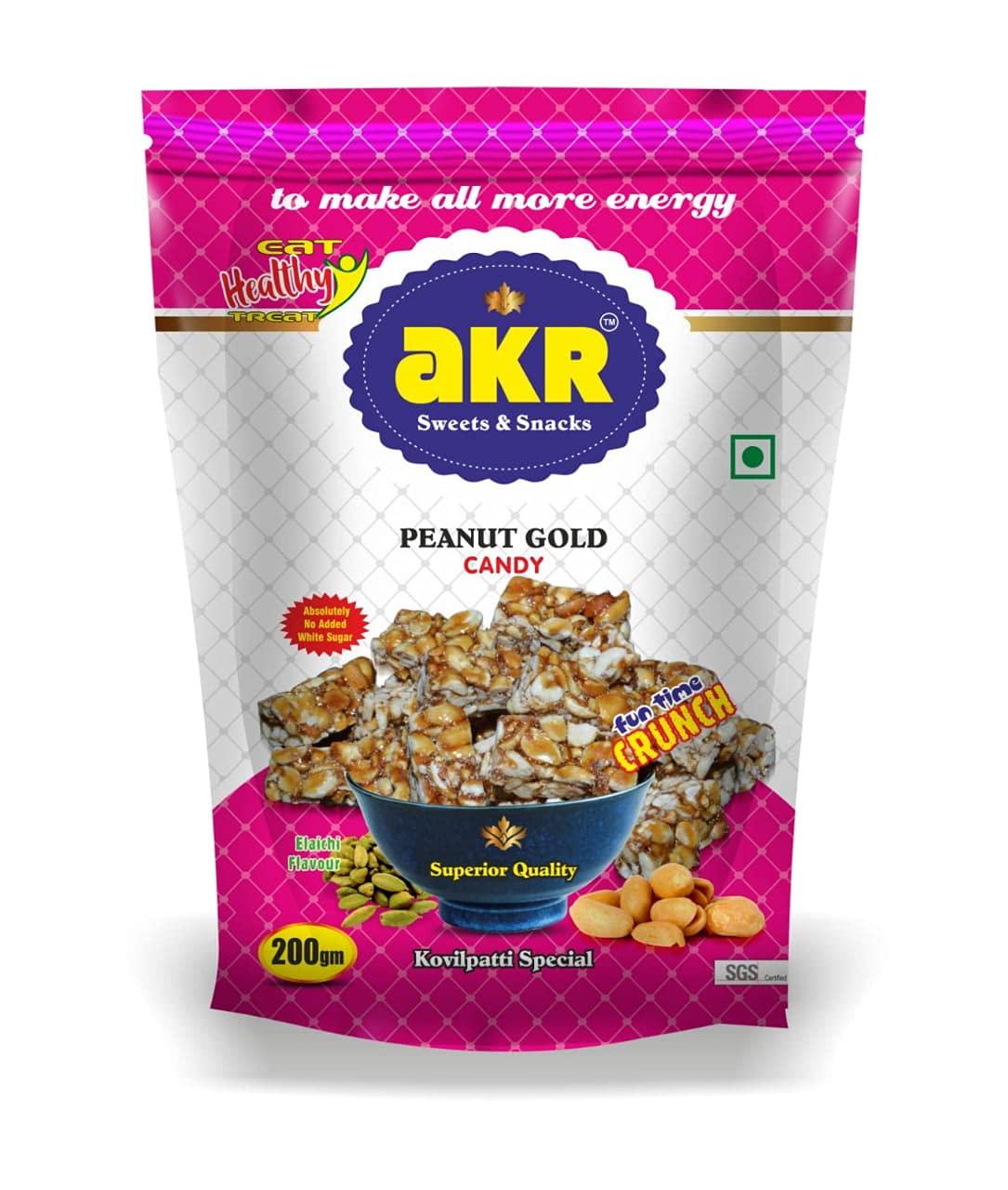 AKR AKR - Peanut Candy Gold Elaichi Flavour - Pack of 4 x 200g (800g)