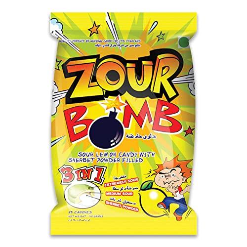 Zour Bomb Zour Bomb Lemon Candy - Pack Of 4 (110 G Each), Sour Candy In Lemon Flavor Combo Pack, Product Of Thailand | Share With Friends & Family - 440 Gm