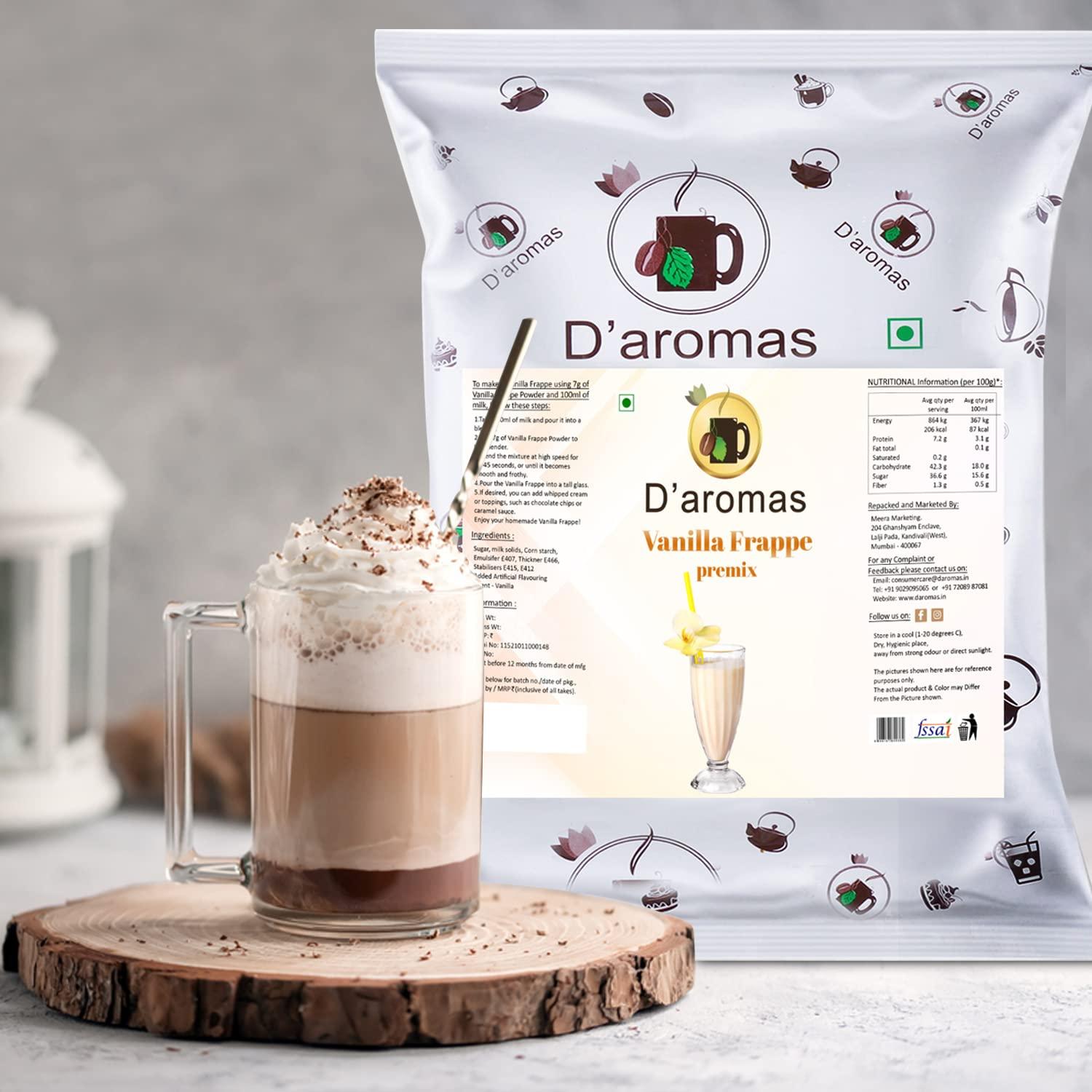 D'aromas D'aromas Vanilla Frappe Premix Powder 1kg | Frappe Premix served with Shakes, Coffee, Smoothies Whipped cream and toppings
