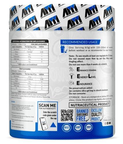 Advance MuscleMass Advance MuscleMass Beta Alanine Amino Acid supplement- Pack of 150 gm / 0.33 lbs Powder | (33 Servings) | Pre workout| Orange Flavour