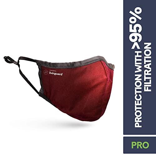 Livinguard Livinguard Pro 100% Cotton 3 Layers Washable & Reusable Cloth Face Mask With Anti Microbial Properties for Unisex (Red, Without Valve, Pack of 1)