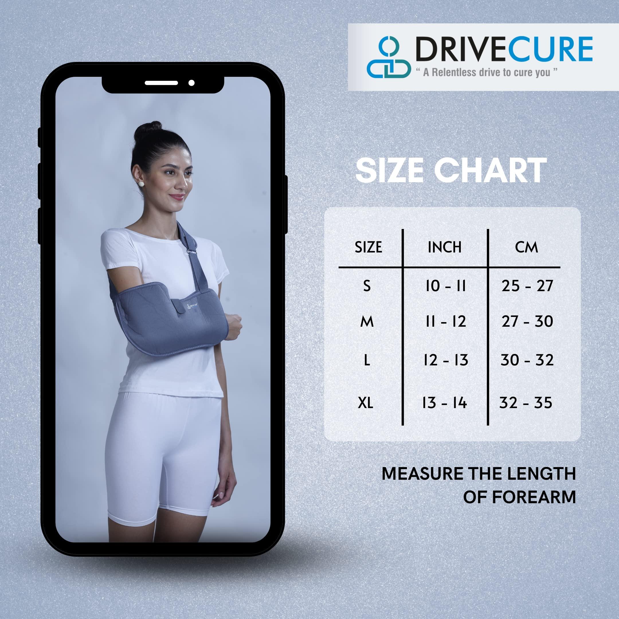 DRIVECURE DRIVECURE Nylon Arm Sling Pouch For Men & Women Pack Of 1-Grey |Arm Sling Pouch|Shoulder Support, Hand Support |Shoulder Wrist Elbow Support Brace For Broken And Fractured Hand (Large (L))