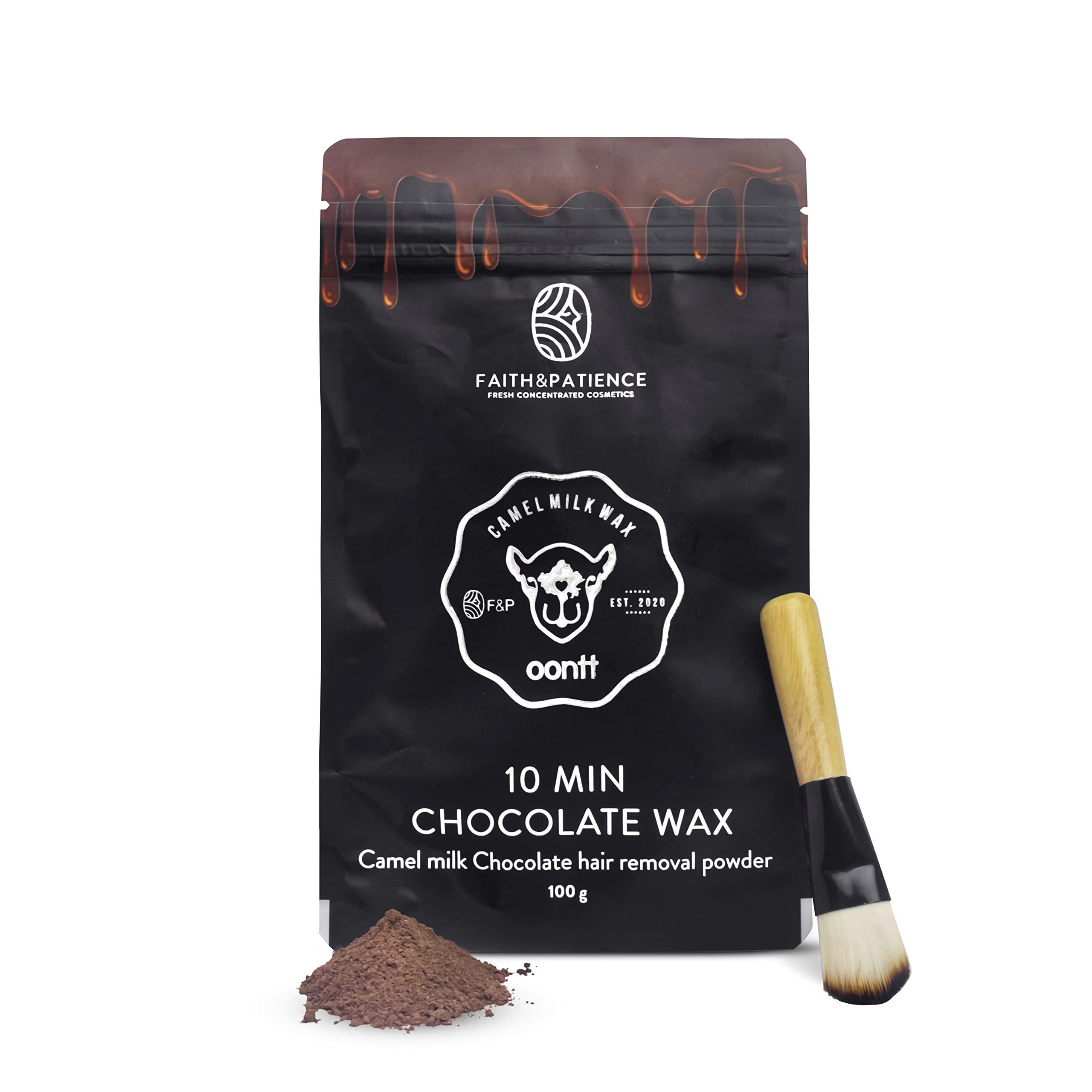 FAITH & PATIENCE FAITH & PATIENCE 10-Minute Chocolate Hair Removal Wax Powder Full Body, Easy Home Use, Chemical-Free, No Irritation Or Rashes For Men & Women (100G)