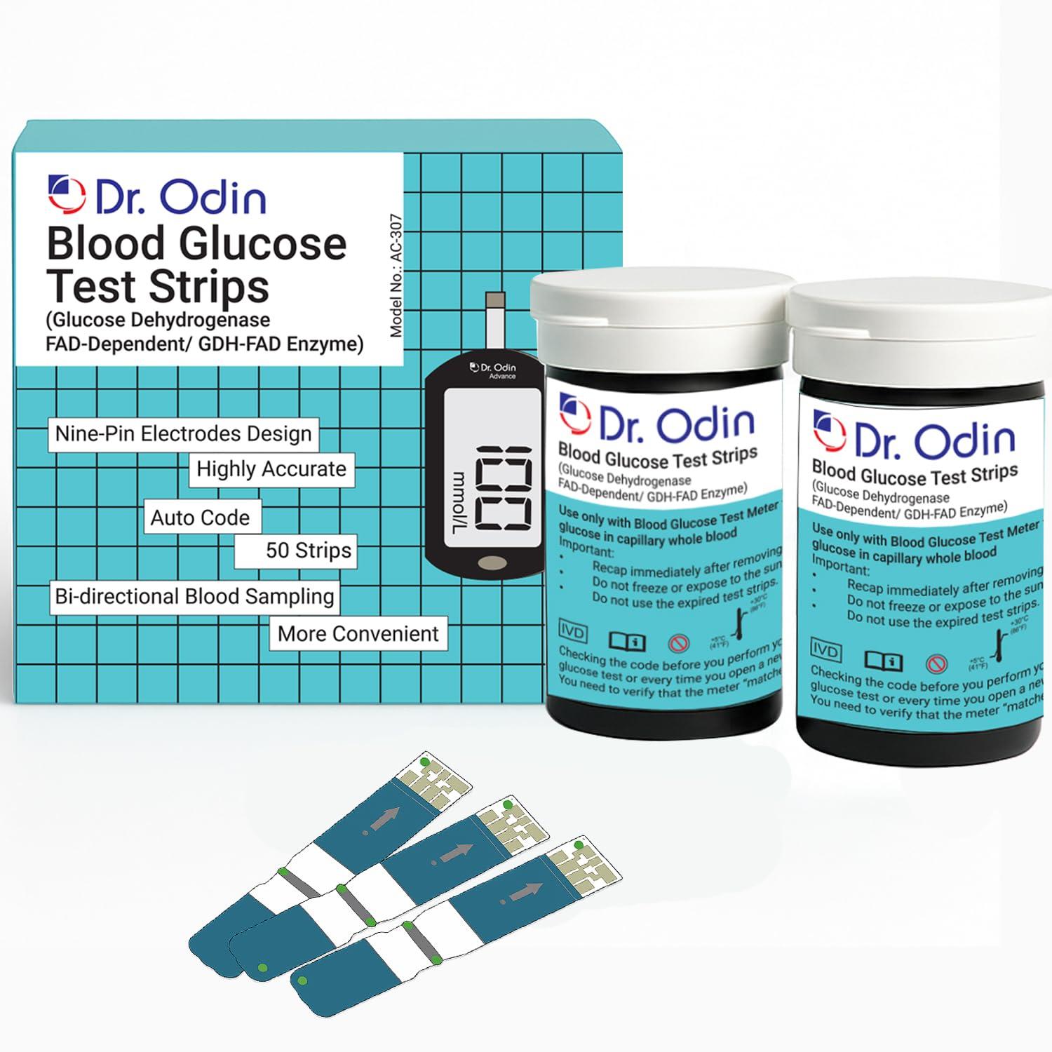 Dr. Odin Dr. Odin AC-307 (GDH-FAD) Blood Glucose Test Strips, For Self Testing Sugar Levels With GDH-FAD Monitoring Machine 50 Glucometer Strips