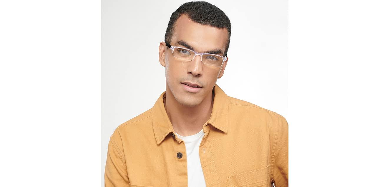 LENSKART BLU Lenskart READERS | Transparent Rectangular Half Rim Reading Eyeglasses | For Men & Women | For 1.25 Power | LR E13968
