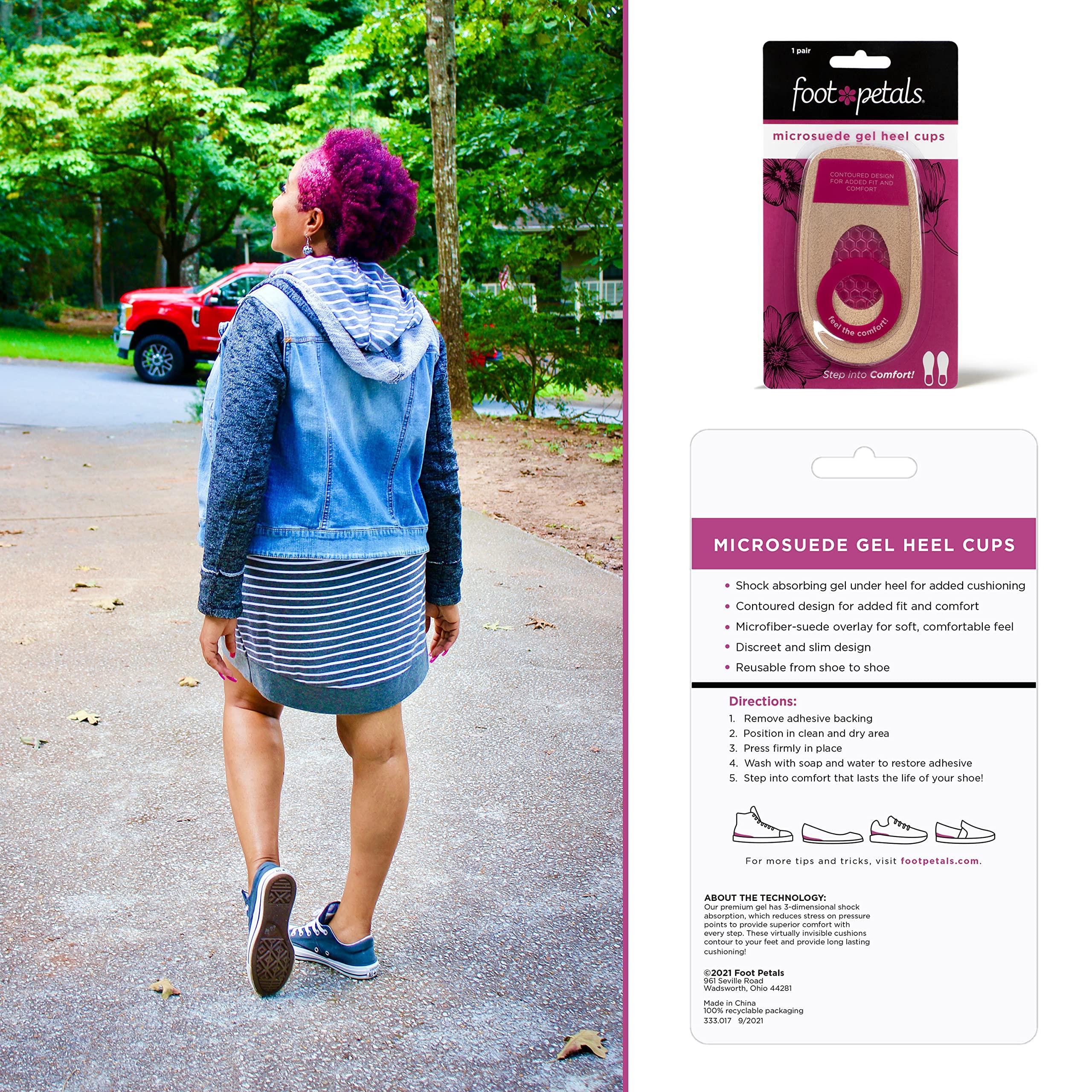 FOOT PETALS Fancy Feet Women\'s Gel Heel Cup with Microsuede