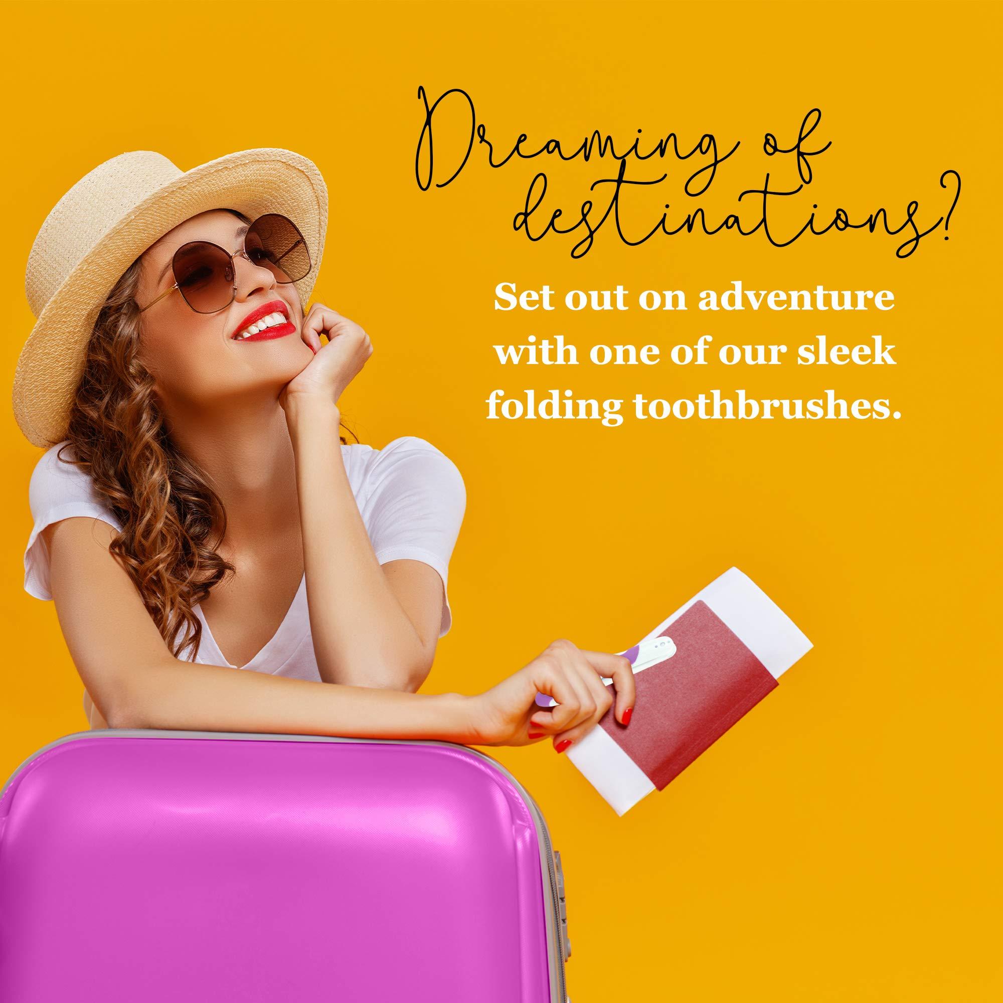 Lingito Travel Toothbrush, Portable Toothbrush Built in Cover, Travel Size Toothbrush for Hiking, Camping, and Traveling, Folding Toothbrushes, Collapsible Multi Color Travel Toothbrush Kit (6 Pack-Soft)