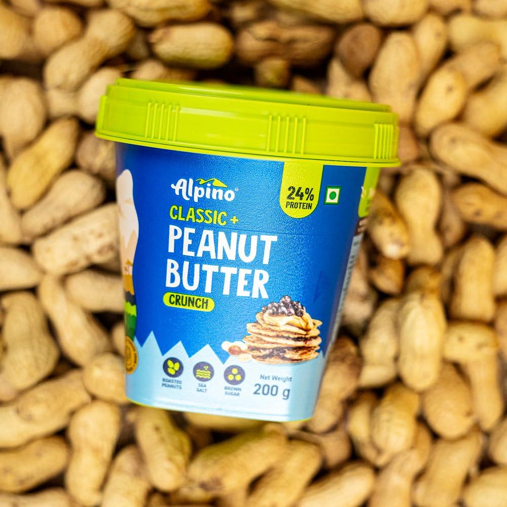 Alpino ALPINO Classic Peanut Butter Crunch 200 G - Roasted Peanuts, Brown Sugar & Sea Salt - 24g Protein, Gluten Free Plant Based Peanut Butter Crunchy