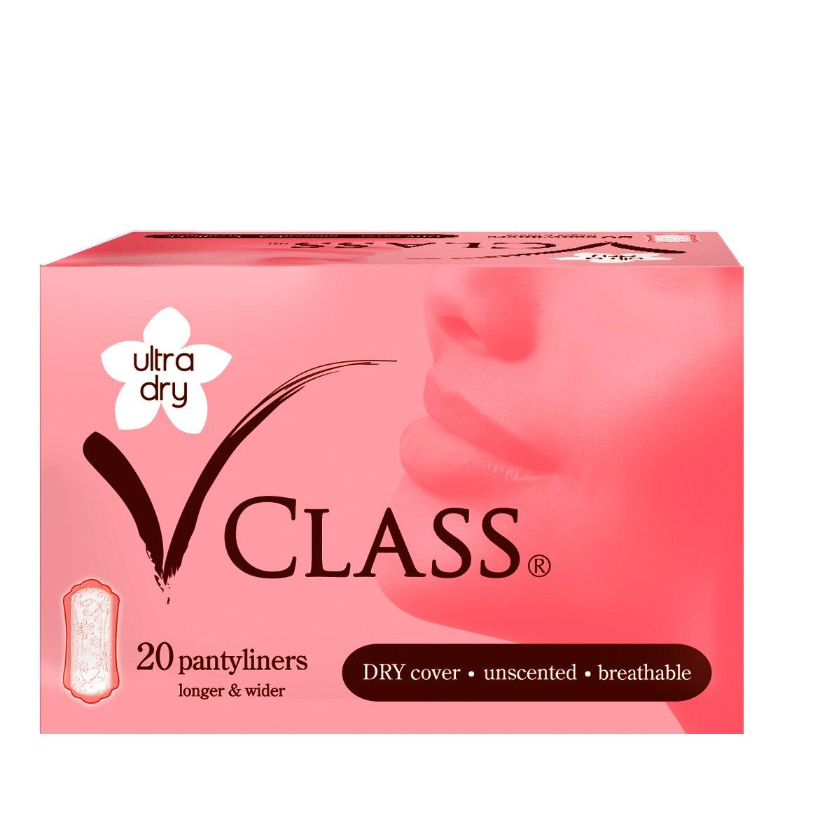 VClass VClass UltraDry Sanitary Panty Liners, White, Unscented, 20 Count
