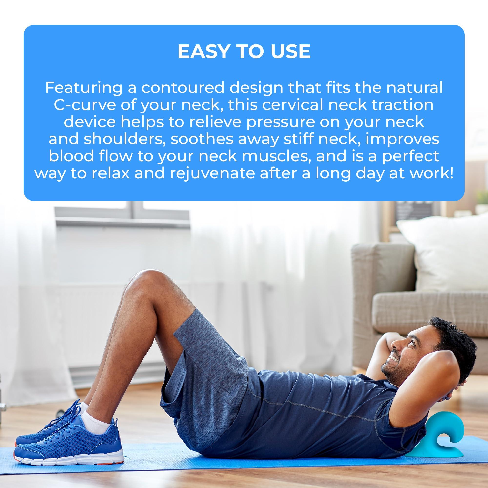 YOGI GRIPS YOGI GRIPS Neck Shoulder Stretcher Relaxer,Cervical Traction Device Hump Corrector,Dowagers,Tech Neck,Tmj Pain Relief,Firm Foam,Cervical Spine Alignment,Chiropractic Pillow Stretcher(Black)(Blue)