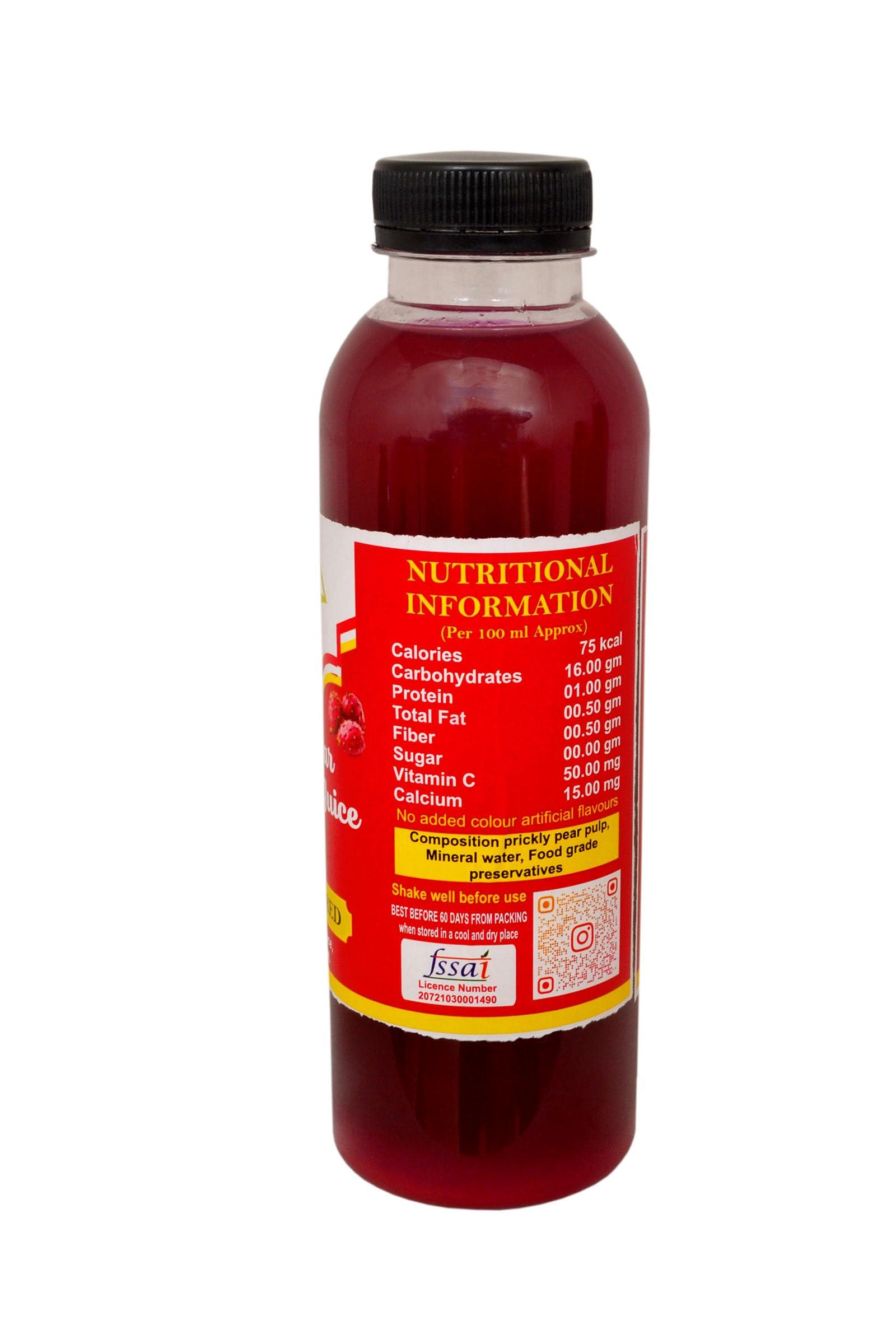 NEMI Prickly Pear findla fruit Cactus juice sugar free 1000ml vitamin c red colour Pack of 2 (1Ltr+1Ltr)