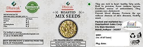DHAWAK Dhawak Roasted Seeds Mix - 250 Gms. | Roasted and Lightly Salted (Pumpkin Seeds, Sunflower, Sesame, Flax Seeds, Watermelon Seeds), Seeds Mix for Eating |Jar Pack|