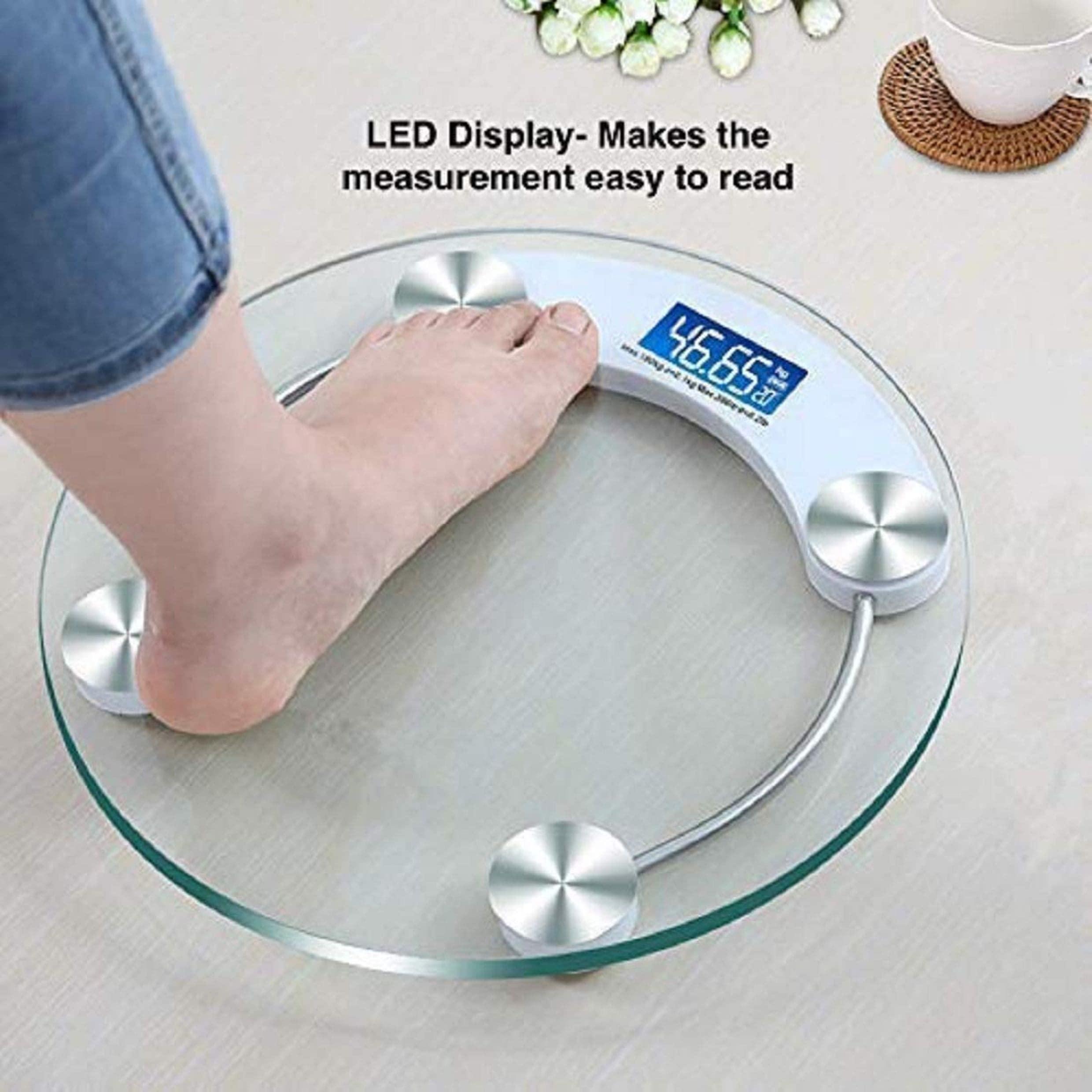 HNO-SALES HNO-SALES Digital Glass Weighing Machine Round Personal Weighing Scale for Home Use Weight Machine (Transparent)