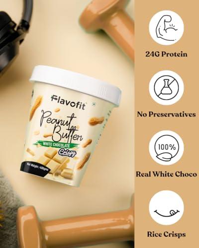 Flavofit Flavofit Crispy White Chocolate Peanut Butter 500g | 24g Protein | Healthy & tasty | Vegan | Cholesterol & Trans fat free