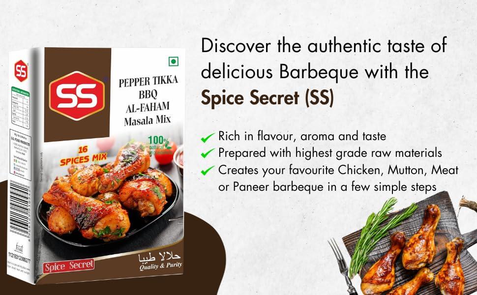 SS MASALAS SS MASALAS BBQ Masala Powder 300g. Ready mix Spices for Chicken/Meat/Paneer Barbeque Marination (100g Pack of 3)