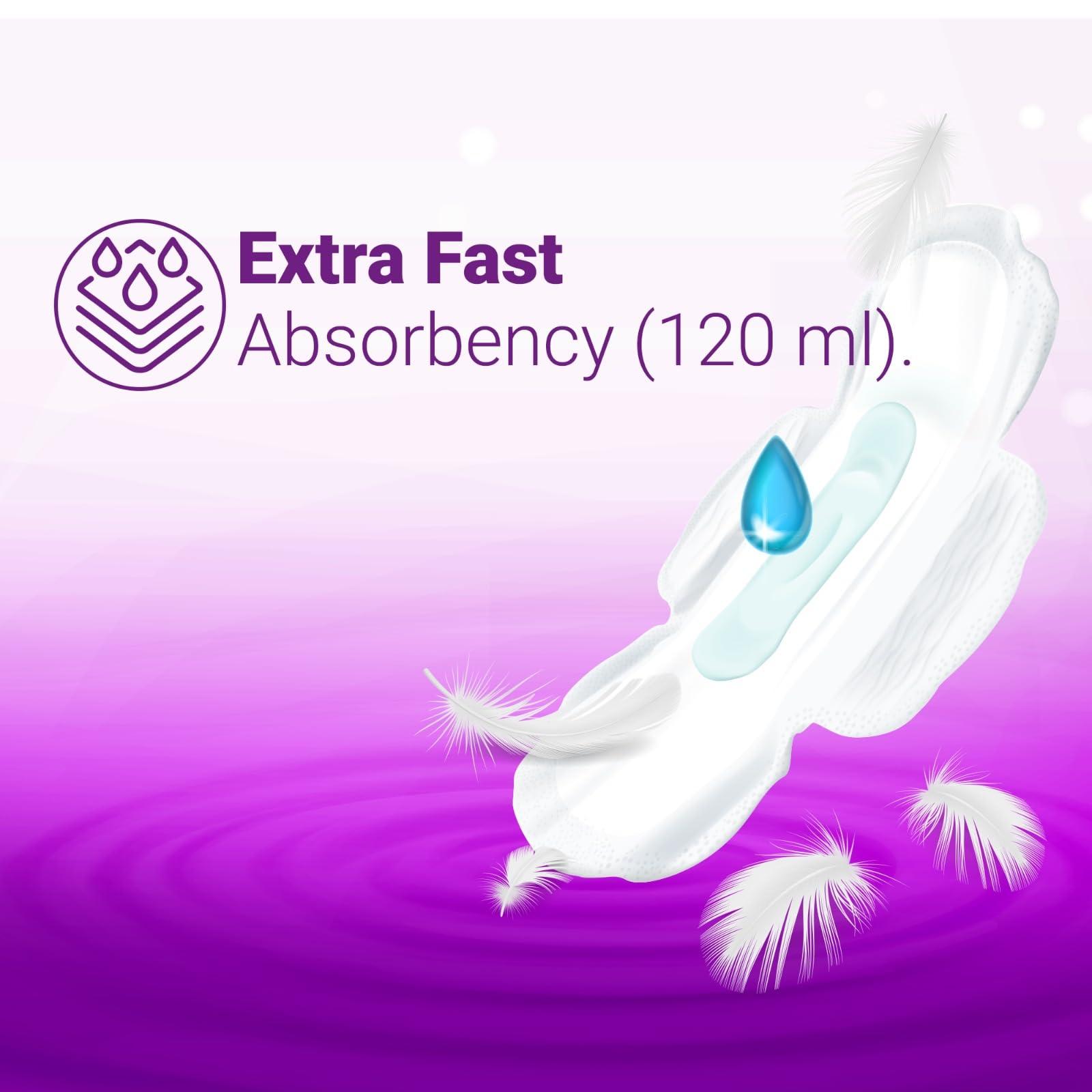 4-uh 4-uh Ultra Thin Cottony Soft Sanitary Pads for Women | Pads for Heavy Flow | Extra Long Wings (Pack of 12 Pads, XL, 280mm)