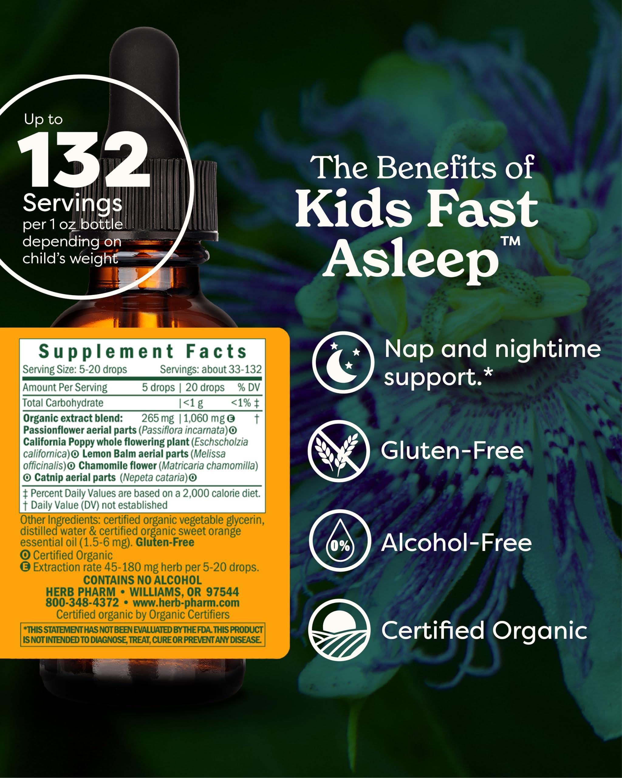 Herb Pharm Herb Pharm Kids Certified-Organic Alcohol-Free Fast Asleep Herbal Formula, 1 Ounce